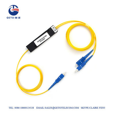 Tipo amarillo divisor de la coleta del divisor de la fibra óptica de FTTH del Plc del SC UPC 1x2
